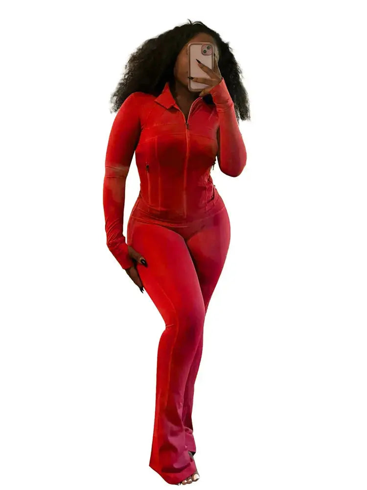 Autumn And Winter New Long Sleeves Zipper Crop top Suits Tracksuits Women's Suits Fashion Pants Female Soild 2 Piece Sets 2024 NNOS