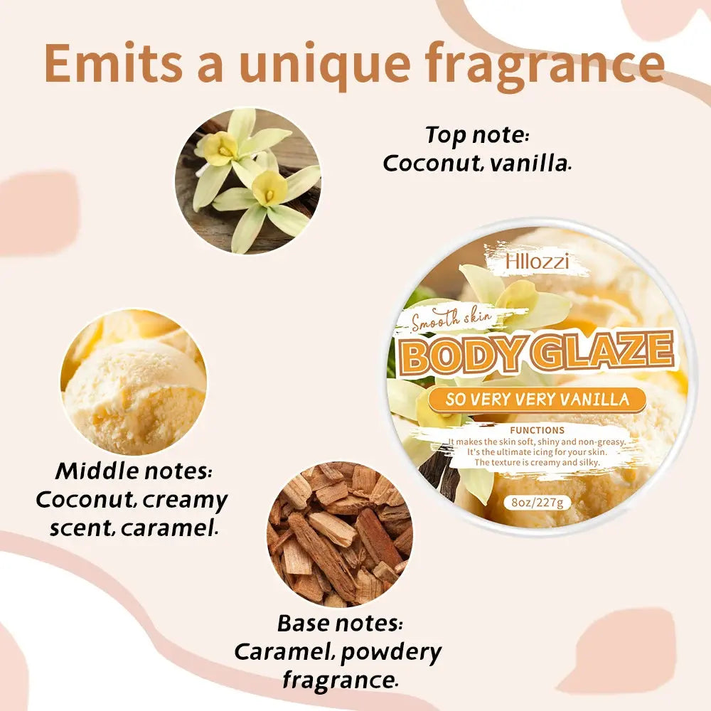 2oz/8oz Vanilla Body Glaze Nourishing Moisturizing Skin Care Body Butter Refreshing Non-Greasy Body Oil Moisturizing Skin NNOS