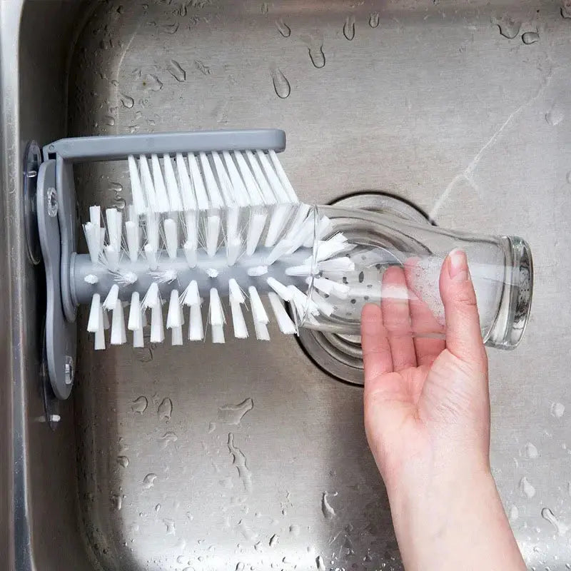 Professional Sink Suction Glass Cleaner with Brush and Stand for Effective Cleaning of Bottles and Mugs