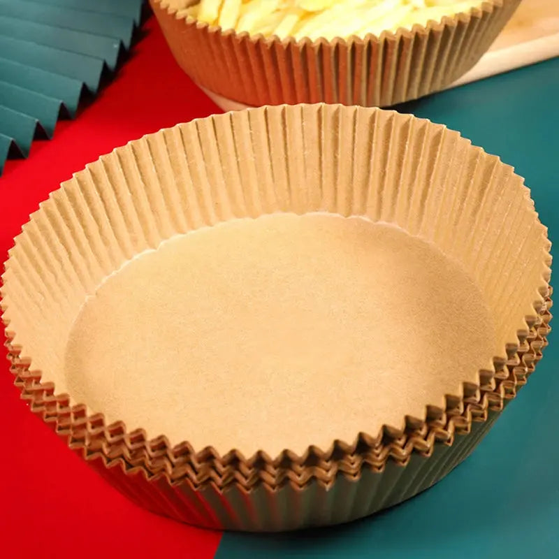 50Pcs Disposable Air Fryer Baking Paper Non-Stick Mat Oil Absorbing Kitchen Oven BBQ Plate Round/Square Fabric for Easy Cooking NNOS