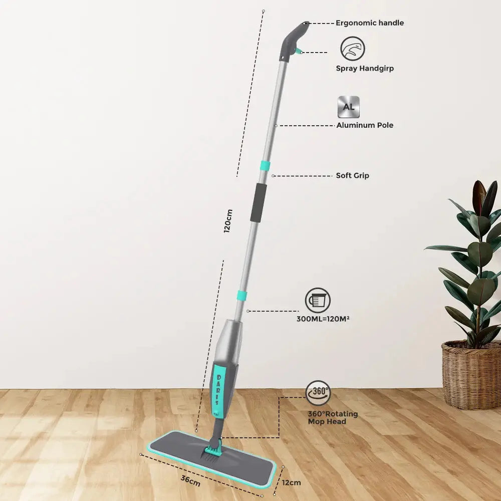 Magic Floor Cleaning Sweeper Brooms With Microfiber Pads 360° Rotation Flat Spray Floor Mop Broom For Cleaning Home Spin Mop NNOS