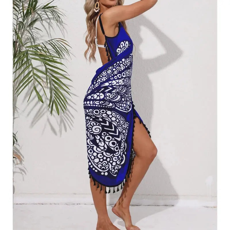 Women Bikini Sexy Butterfly Print Cover Up Swimwear Women Dress Summer Tunic Bath Sarong Wrap Skirt Swimsuit Elegant Beachwear NNOS