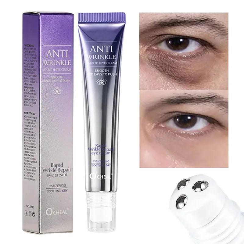 O'CHEAL Anti Wrinkle Anti Dark Circle Eye Cream Roller Massager Moisturizing Eye Bags Anti Aging Hyaluronic Acid Eye Skin Care NNOS