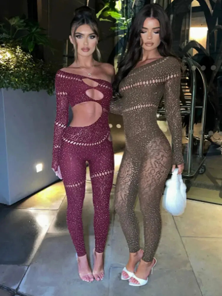 Puss Shine Rhinestone Jumpsuit NNOS