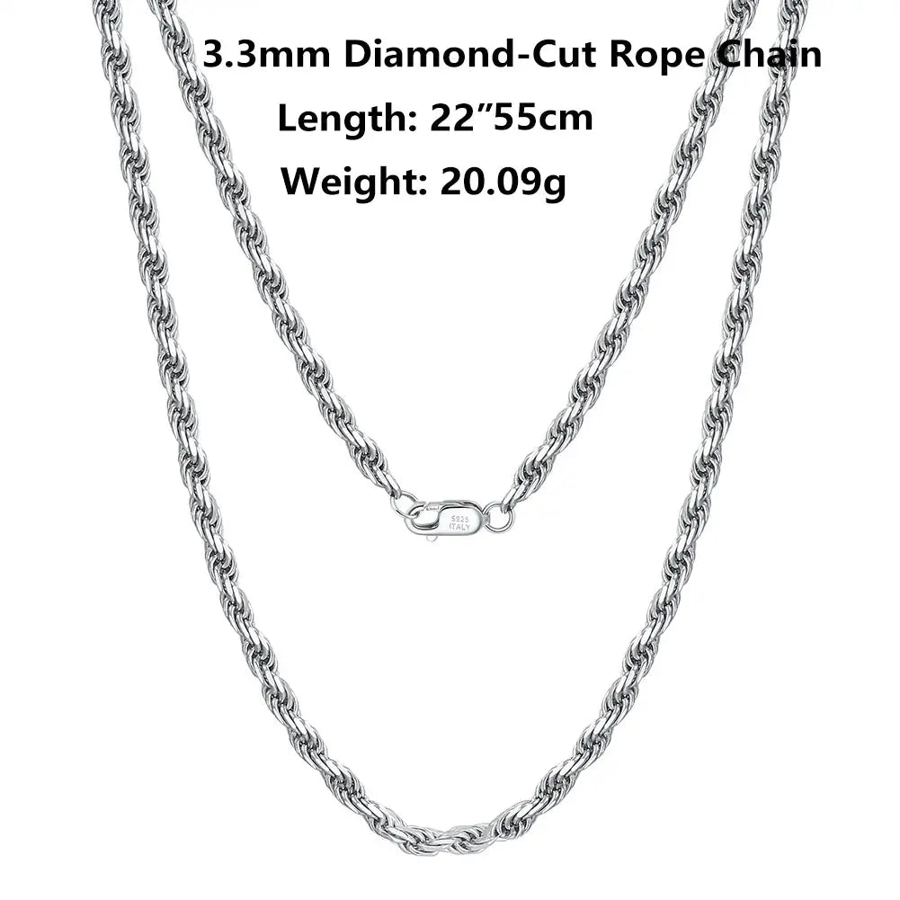 ORSA JEWELS Italian 925 Sterling Silver Diamond-Cut Rope Chain Necklace 18K Gold Plated Necklaces Chains for Women Jewelry SC29 NNOS