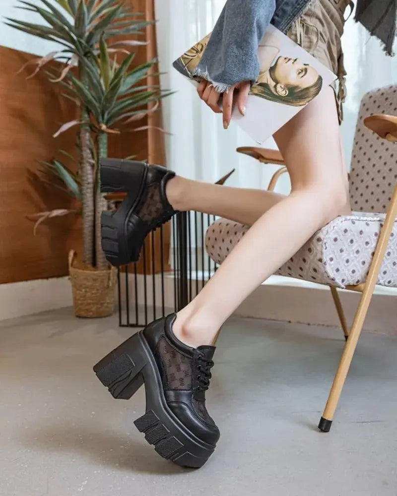 10CM High quality Women's Sandals Genuine Leather 2024 New Summer Heel High Mesh Women Sandals Platform High Heel Sandals Women NNOS