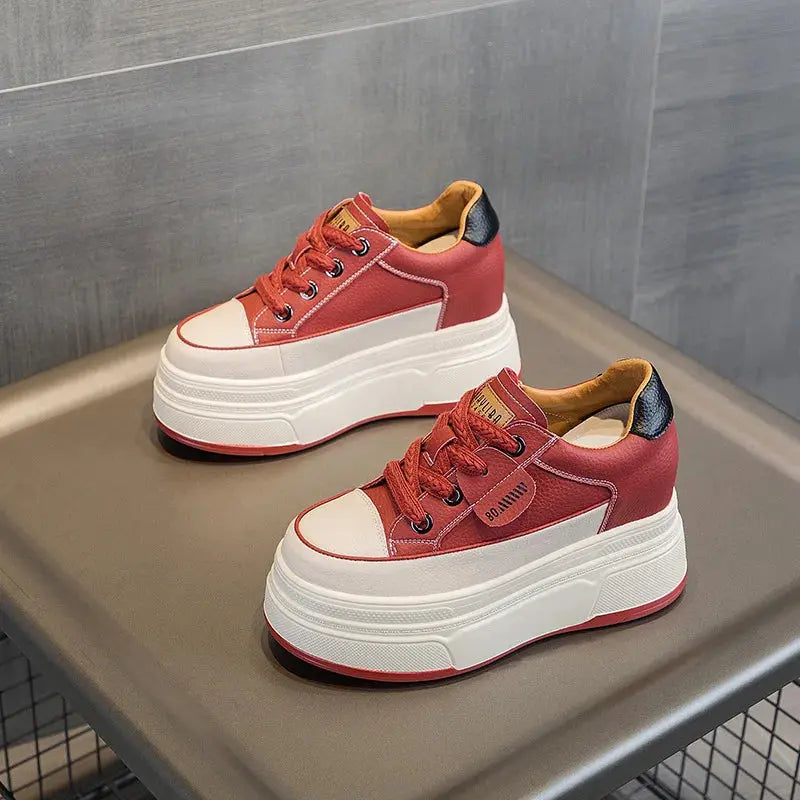 Fujin 9cm Cow Suede Genuine Leather Women Vulcanized Shoes Platform Wedge Skate Boarding High Brand Heels Casual Summer Shoes NNOS