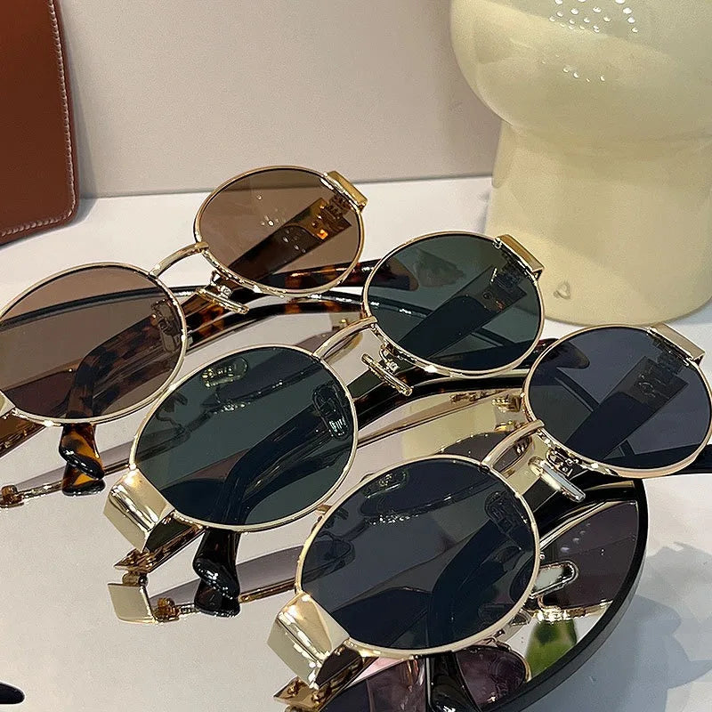 Retro Steampunk Oval Sunglasses Women – Vintage Metal Frame UV400 Sun Protection Eyewear NNOS