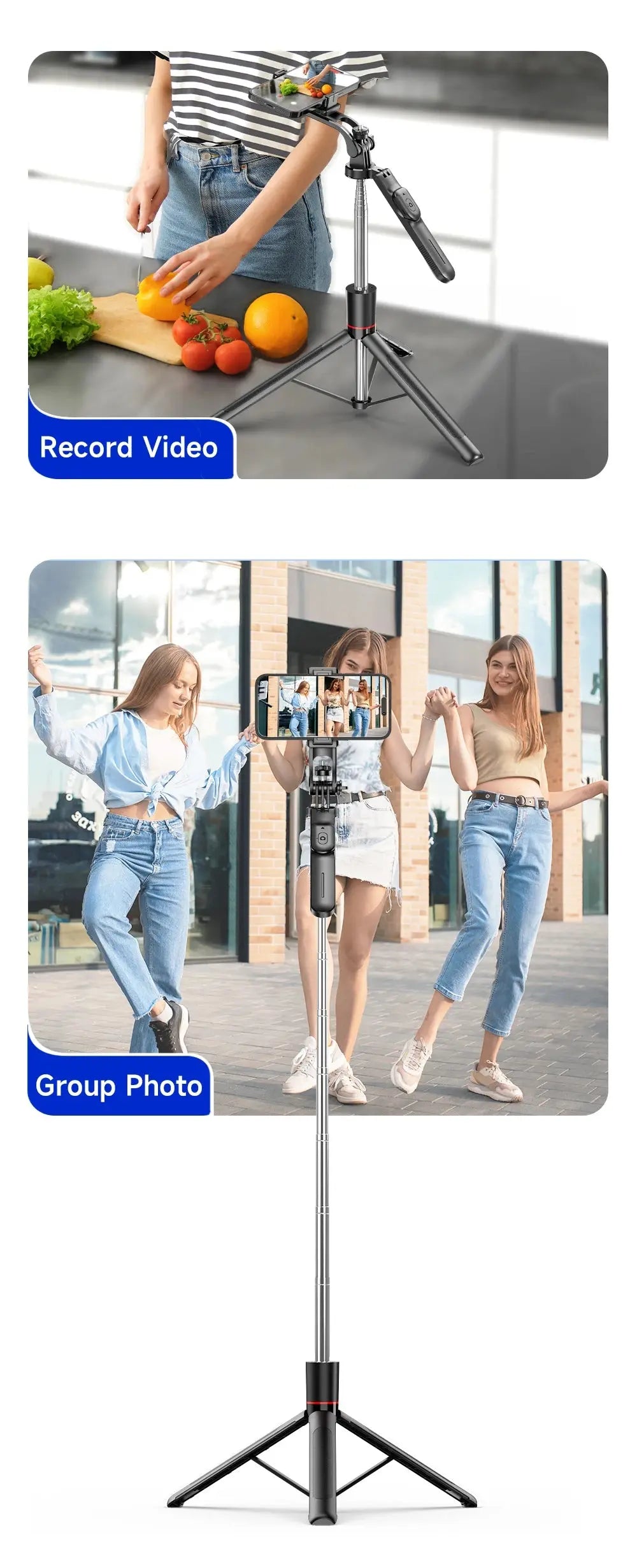 BSLIUFANG 2025 new 1.7M 360° rotation selfie stick tripod foldable stand with Wireless Bluetooth remote control for phone camera NNOS
