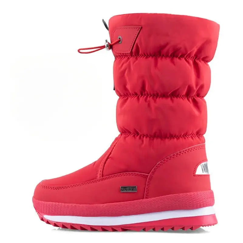 Winter thick women's snow boots Warm Plush Mid-calf Boots Non slip Waterproof  Platform Snow Boot Casual Female White shoes NNOS