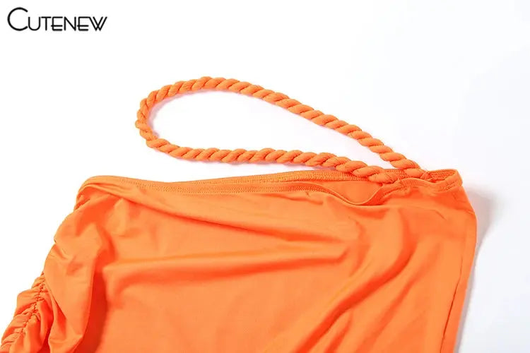 CuteNew Women’s 2-Piece Set – Pleated Crop Cami & Shirred High-Waist Maxi Skirt NNOS