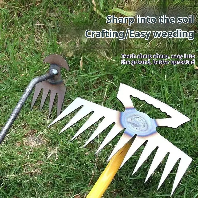 🌿 2-in-1 Garden Weeder & Rake – Crescent Hoe with 4/5/6/11 Teeth | Summer Gardening Essential NNOS