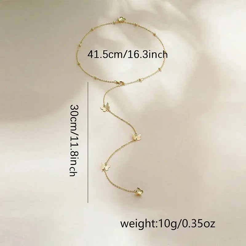New Butterfly Back Drop Chain Necklace For Women Elegant Long Backless Tassel Necklace Wedding Beach Party Vacation Jewelry NNOS