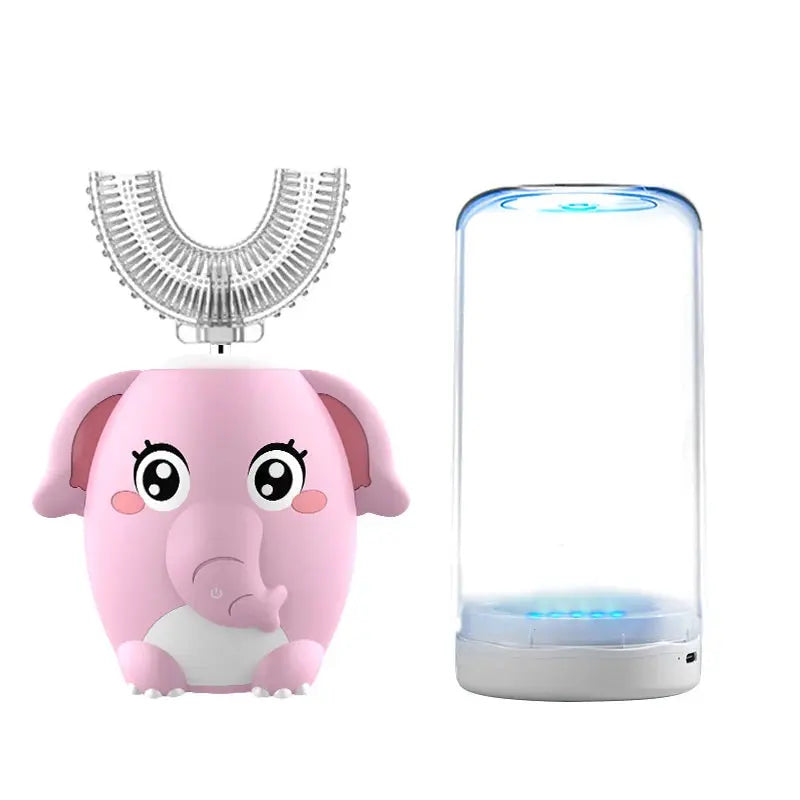 Children's Sonic Electric Toothbrush USB Rechargeable for Kids U-shaped 360Degrees Automatic Silicone Toothbrush Blue Light IPX7 NNOS