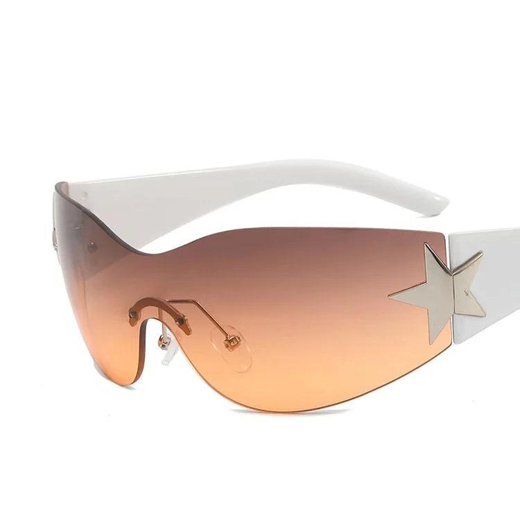Women's Frameless Integrated Flying Climbing Sunglasses UV400 Sunscreen Cycling Mountaineering Hiking Camping Fashion Eyewear NNOS