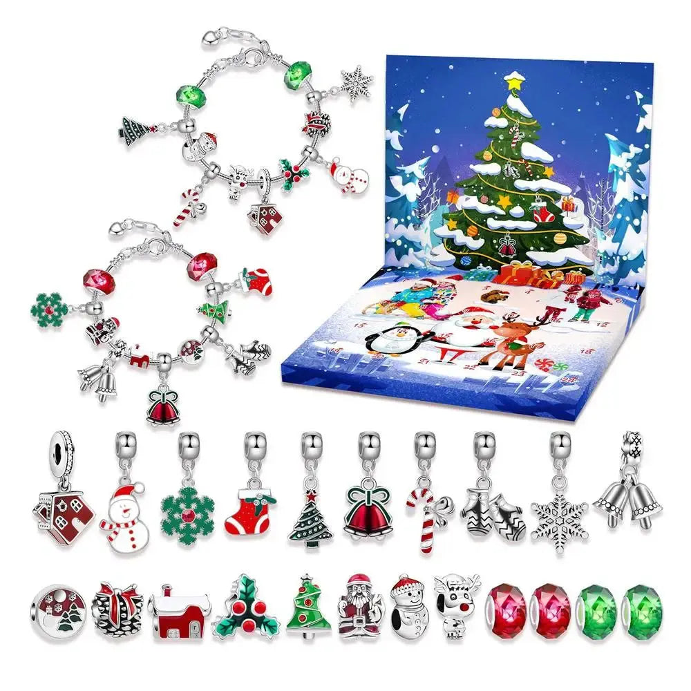 Christmas DIY Bracelet Gift Box Holiday Calendar Earrings Necklace Jewelry Handmade Beaded Set Christmas Countdown Calendar NNOS