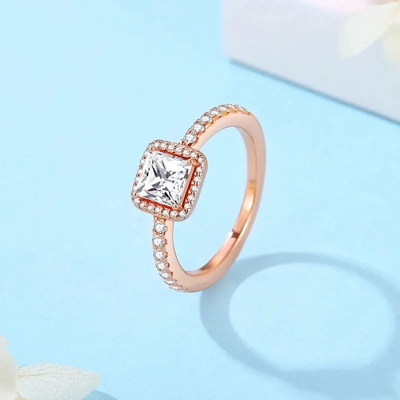 925 Sterling Silver Infinity Heart Ring – Rose Gold Crystal Engagement & Wedding Jewelry for Women NNOS