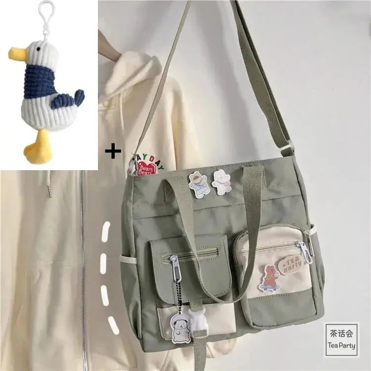 Waterproof Nylon Canvas Shoulder Bag – Stylish Japanese-Inspired Crossbody Satchel for Women, Girls & Students NNOS
