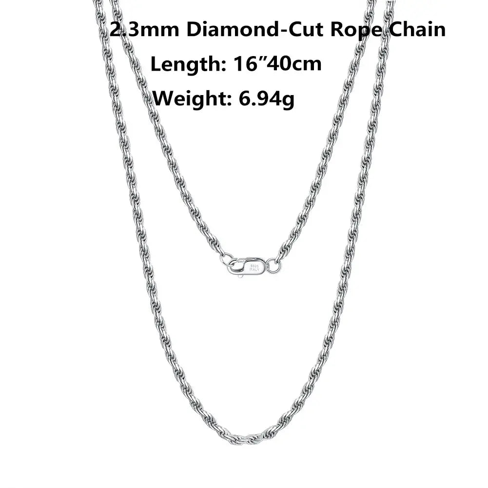 ORSA JEWELS Italian 925 Sterling Silver Diamond-Cut Rope Chain Necklace 18K Gold Plated Necklaces Chains for Women Jewelry SC29 NNOS