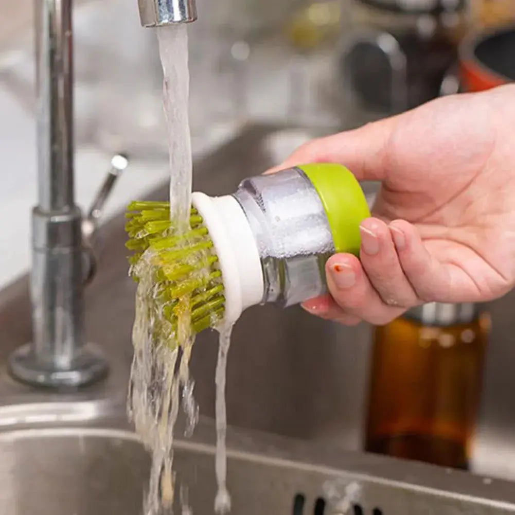 Multifunctional Kitchen Scrub Brush with Soap Dispenser Eco-Friendly Press Cleaning Brush for Durable Home Cleaning NNOS