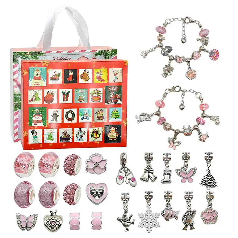 Christmas DIY Bracelet Gift Box Holiday Calendar Earrings Necklace Jewelry Handmade Beaded Set Christmas Countdown Calendar NNOS