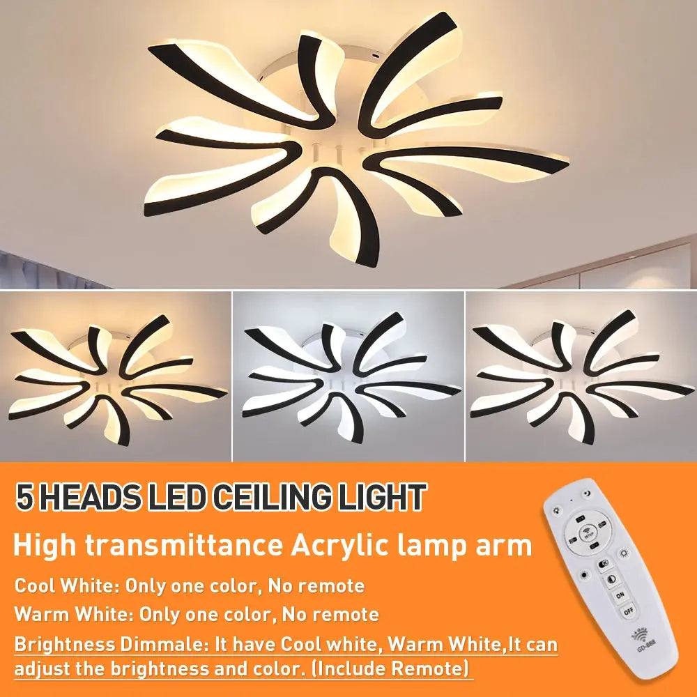 Modern Interior Acrylic Ceiling Lamp Pendant Lamp Living Room Bedroom Led Chandelier Home Decor Lighting Fixtures Dimming Lustre NNOS