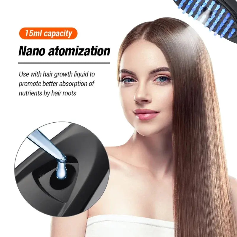 Electric Spray Massage Comb for Hair Growth Vibration Head Brush LED Anti-Hair Loss Scalp Liquid Medicine Atomizing Comb for Short, Eye-Catching Advertising NNOS