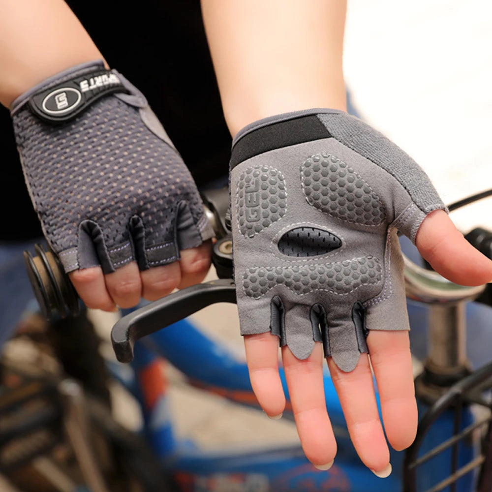 1Pair Non-slip Kids Gloves Half Finger Thickened Palm Protective Faux Leather Tear Resistant - Cycling Climbing Kid Sport Gloves NNOS