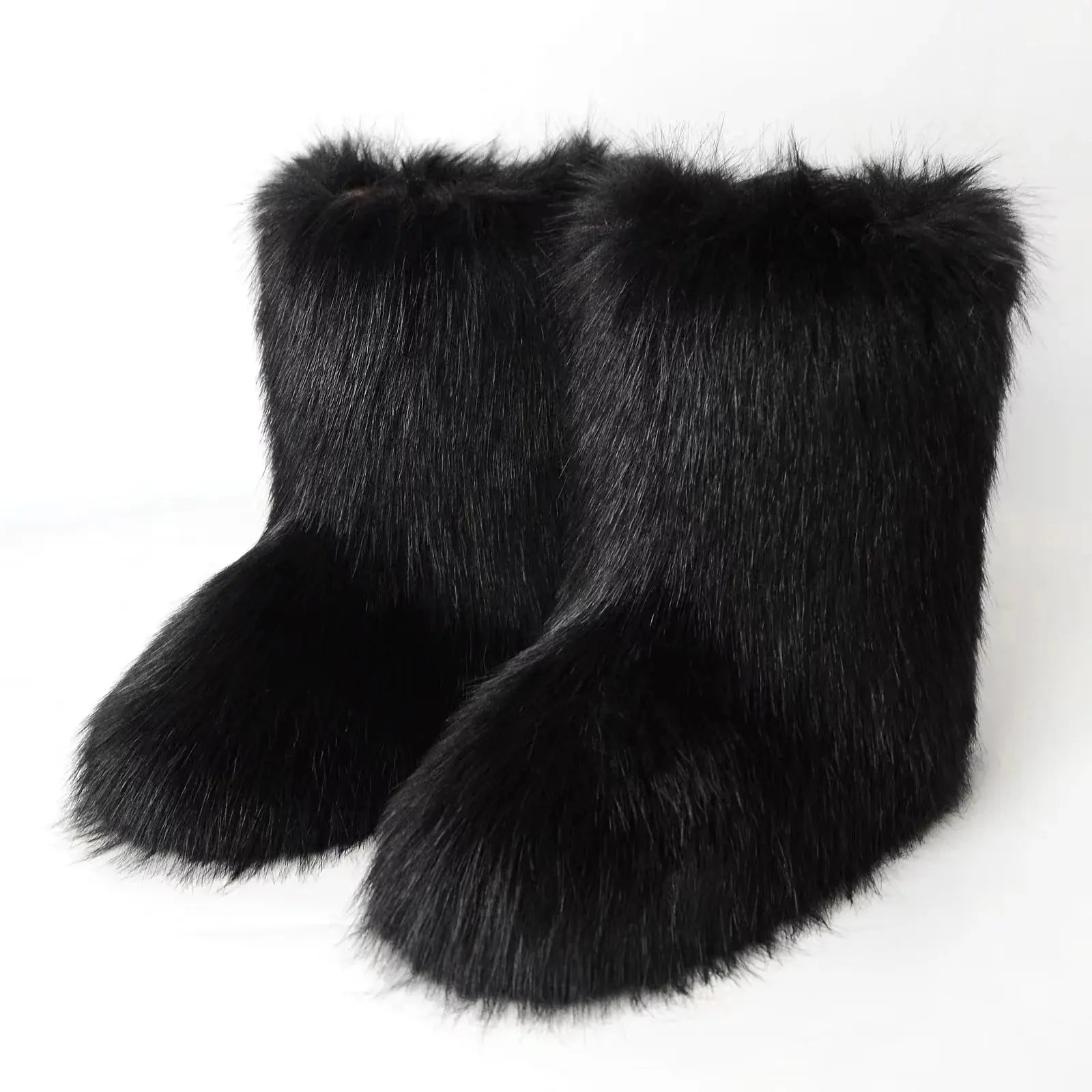 Y2K Fluffy Mid-calf Boots Winter Women Fashion Snow Boots Warm Cotton Shoes NNOS