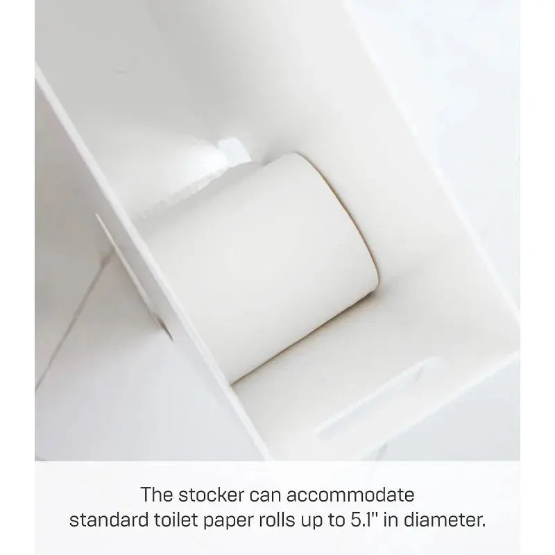 Home Toilet Paper Stocker - Bathroom Storage Organizer Dispenser Not for Jumbo Rolls Steel One Size White NNOS
