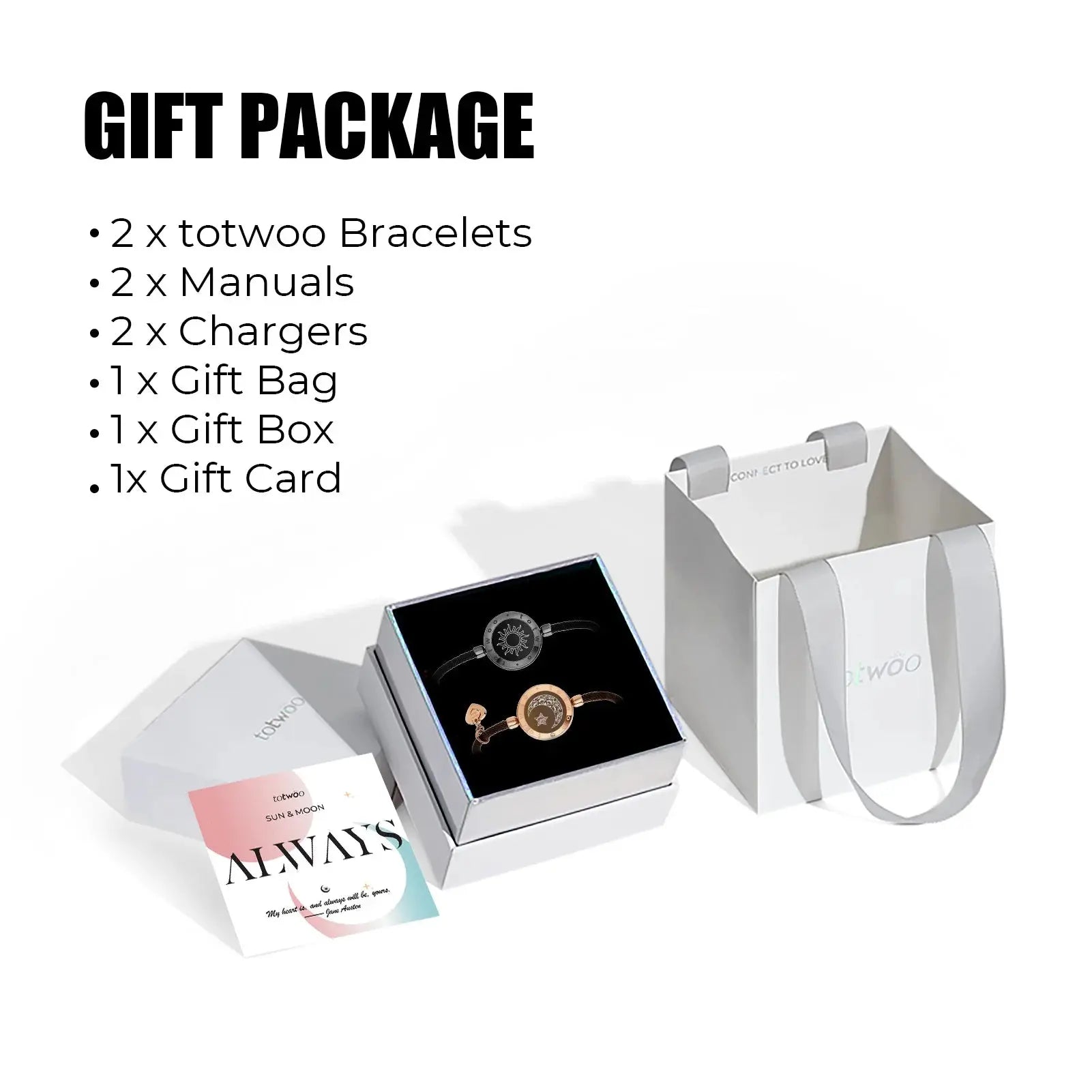 Totwoo Long Distance touch Light up&Vibrate Bracelets for Couples, Long Distance Relationship Gifts Smart Sun&Moon Love Bracelet NNOS