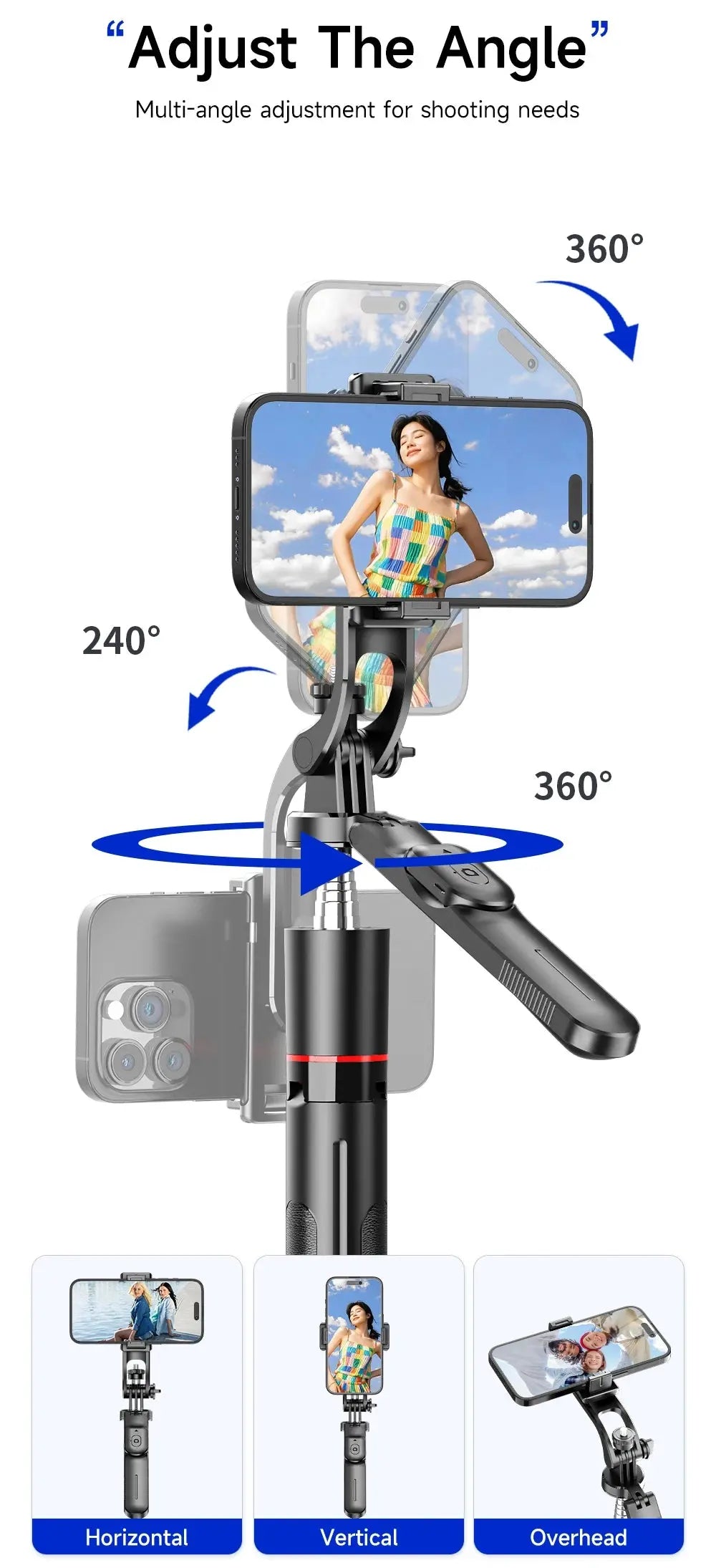 BSLIUFANG 2025 new 1.7M 360° rotation selfie stick tripod foldable stand with Wireless Bluetooth remote control for phone camera NNOS