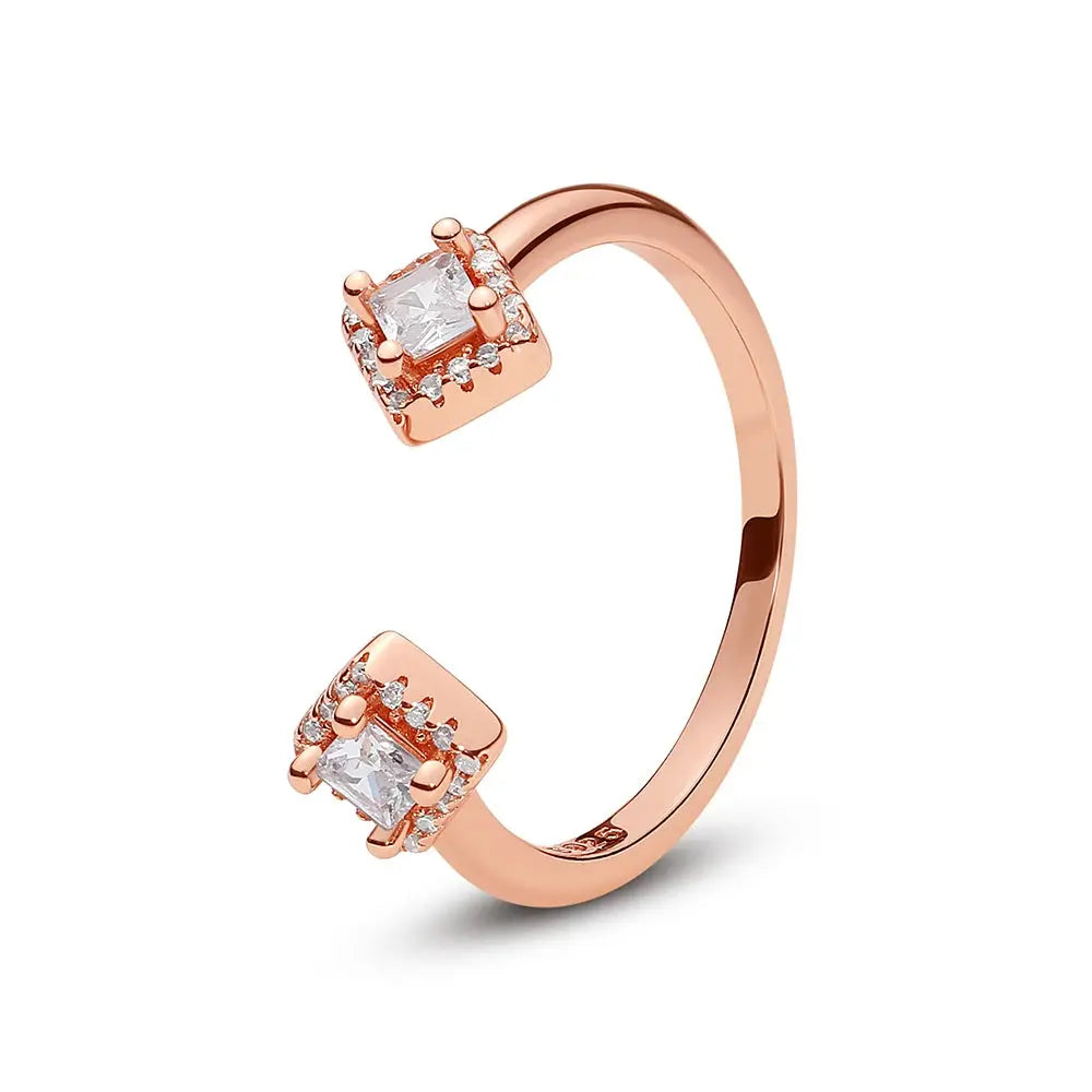 925 Sterling Silver Infinity Heart Ring – Rose Gold Crystal Engagement & Wedding Jewelry for Women NNOS