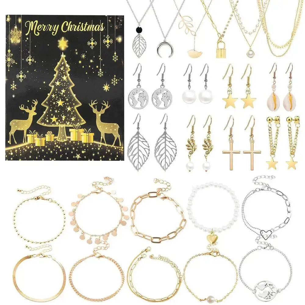 Christmas DIY Bracelet Gift Box Holiday Calendar Earrings Necklace Jewelry Handmade Beaded Set Christmas Countdown Calendar NNOS