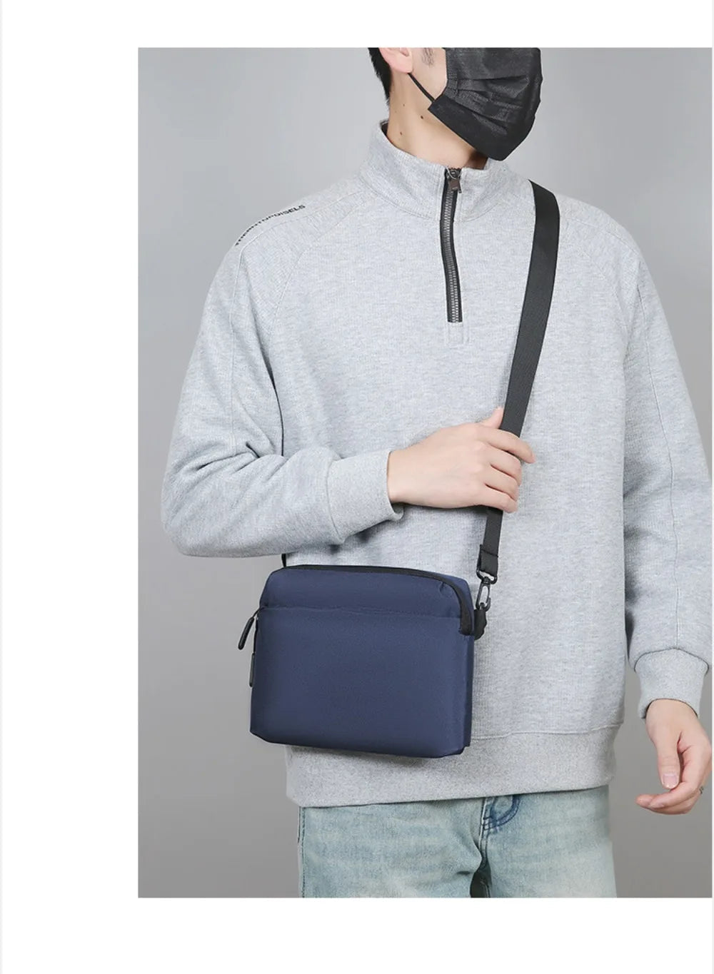 Universal Small Crossbody Bag Water-Resistant Square Phone Pouch Adjustable Nylon Adults Purse Daily Shopping NNOS