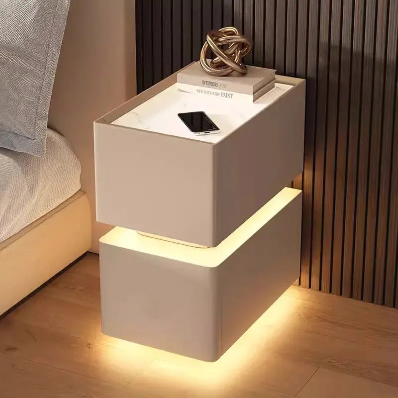 Smart Bedside Table – Modern Nightstand with Wireless Charging & LED Features NNOS