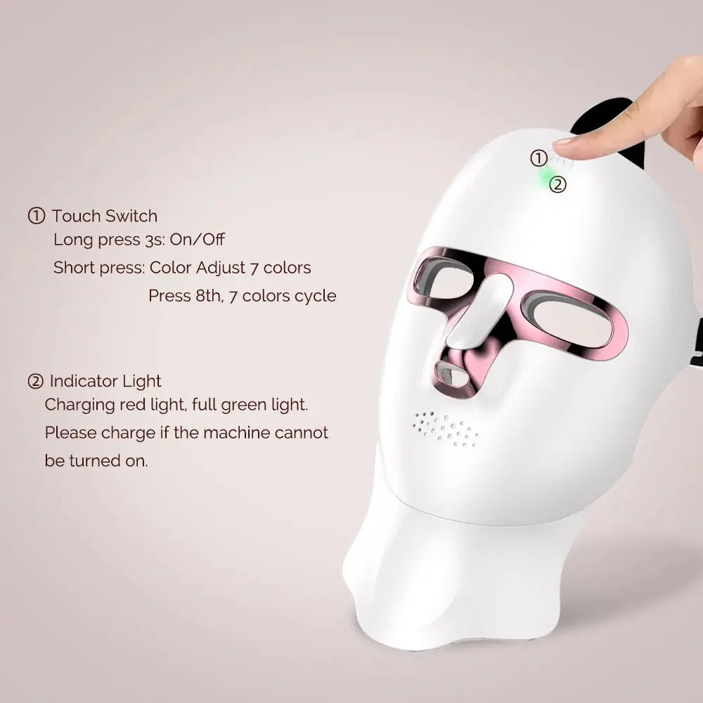 LED Beauty Mask 7 Colors – Anti-Aging Red Light Skin Care Therapy NNOS