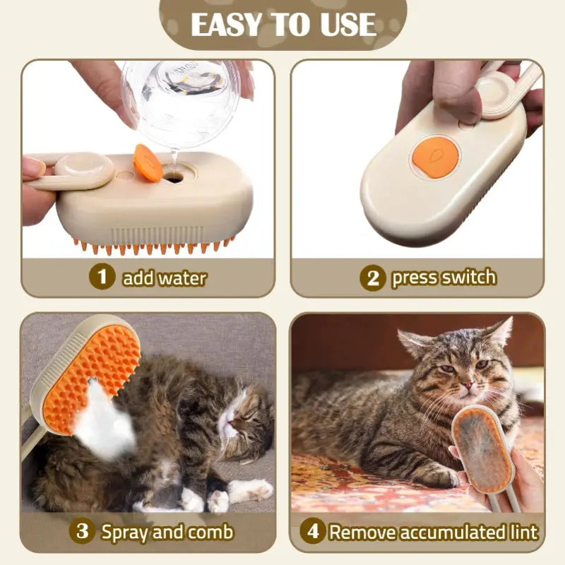 Cat Steam Brush Steamy Dog Brush 3 in 1 Rechargeable Spray Cat Hair Brushes for Massage Pet Grooming Comb Hair Removal Comb NNOS