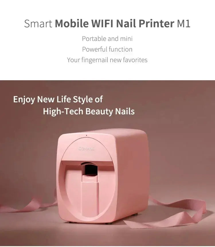 Smart Nail Printer Portable 3D Mobile Nail Painting Machine 2400 DPI Printing Resolution WiFi/DIY Support for Home Beauty Salon NNOS