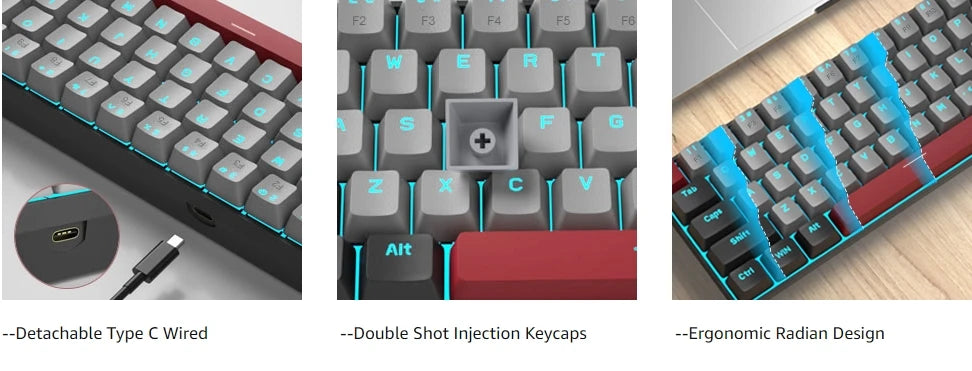 MageGee Portable 60% Mechanical Gaming Keyboard, MK-Box LED Backlit Compact 68 Keys Mini Wired Office Keyboard with Red Switch f NNOS