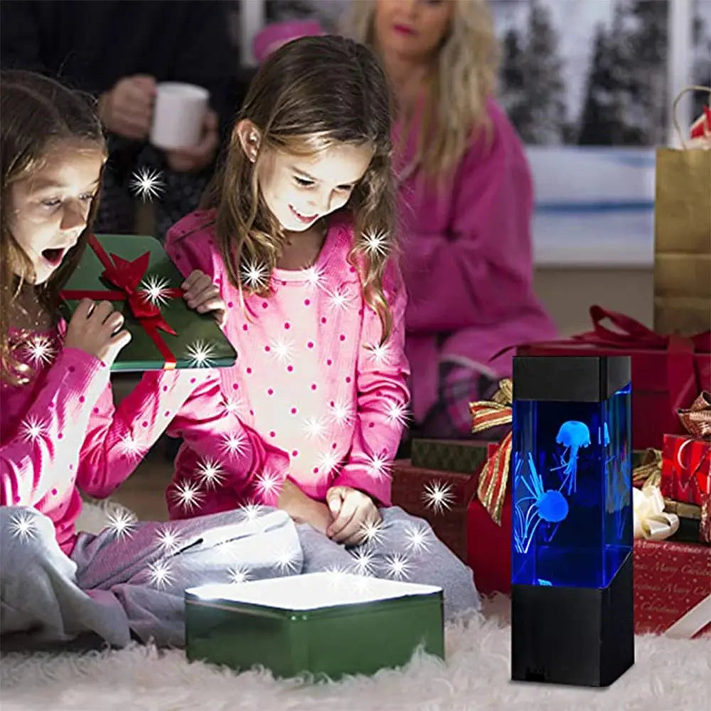 LED Jellyfish Tank Night Light Color Changing Table Lamp Aquarium Electric Mood Lava Lamp Ideal Children's Gift Home Room Decor NNOS