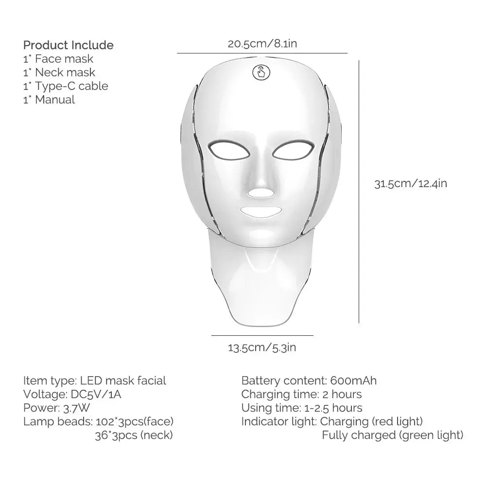 LED Beauty Mask 7 Colors – Anti-Aging Red Light Skin Care Therapy NNOS
