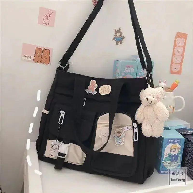 Waterproof Nylon Canvas Shoulder Bag – Stylish Japanese-Inspired Crossbody Satchel for Women, Girls & Students NNOS