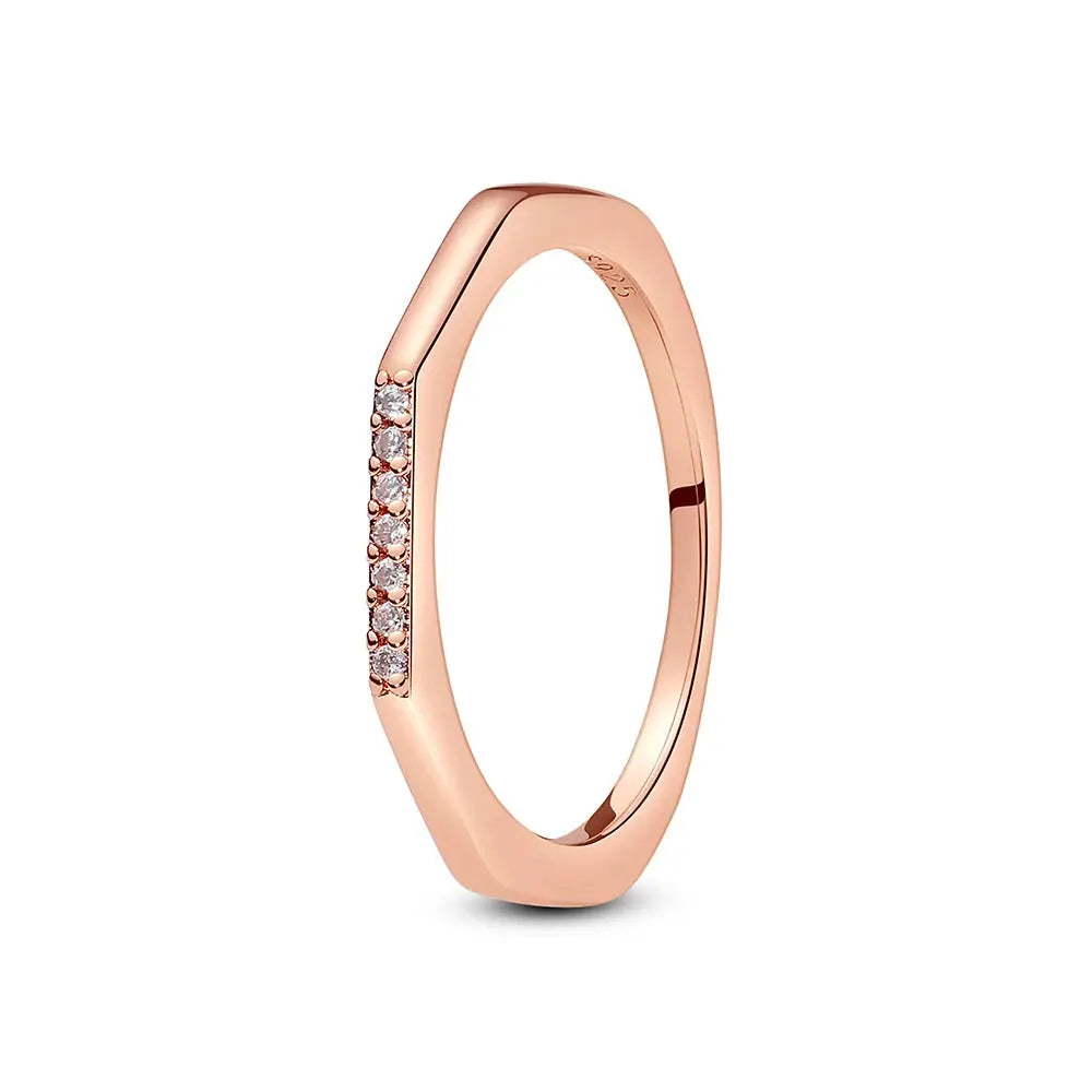 925 Sterling Silver Infinity Heart Ring – Rose Gold Crystal Engagement & Wedding Jewelry for Women NNOS