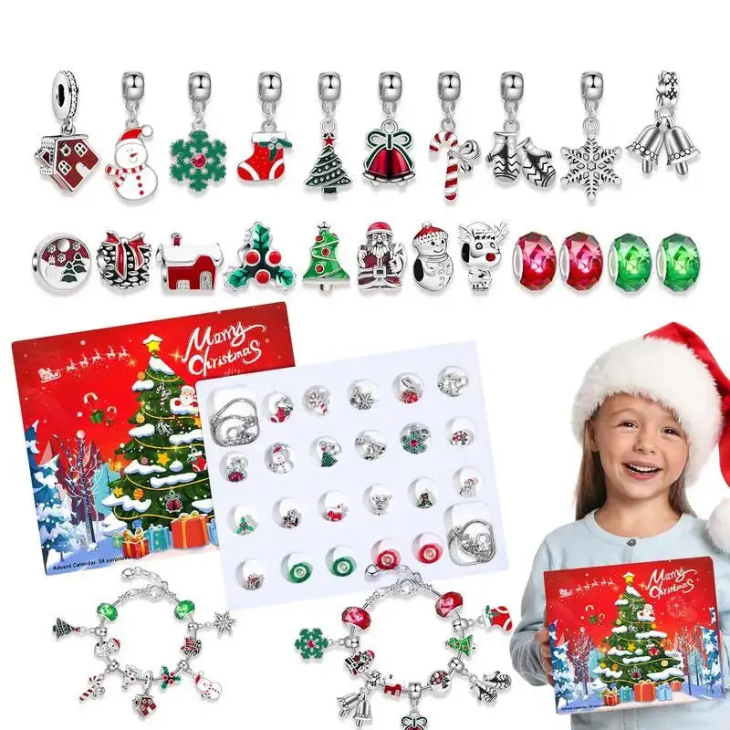 Christmas DIY Bracelet Gift Box Holiday Calendar Earrings Necklace Jewelry Handmade Beaded Set Christmas Countdown Calendar NNOS