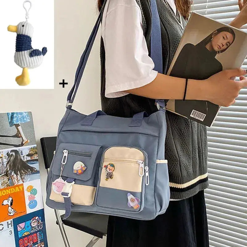 Waterproof Nylon Canvas Shoulder Bag – Stylish Japanese-Inspired Crossbody Satchel for Women, Girls & Students NNOS