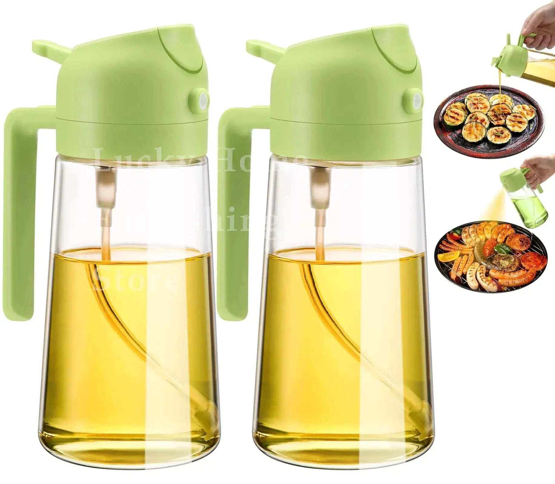 1-2PCS 2in1 Olive Oil Dispenser Bottle 500ml Plastic Oil Sprayer Cooking Oil Spray Tank BBQ Baking Picnic Kitchen Tools for Home NNOS