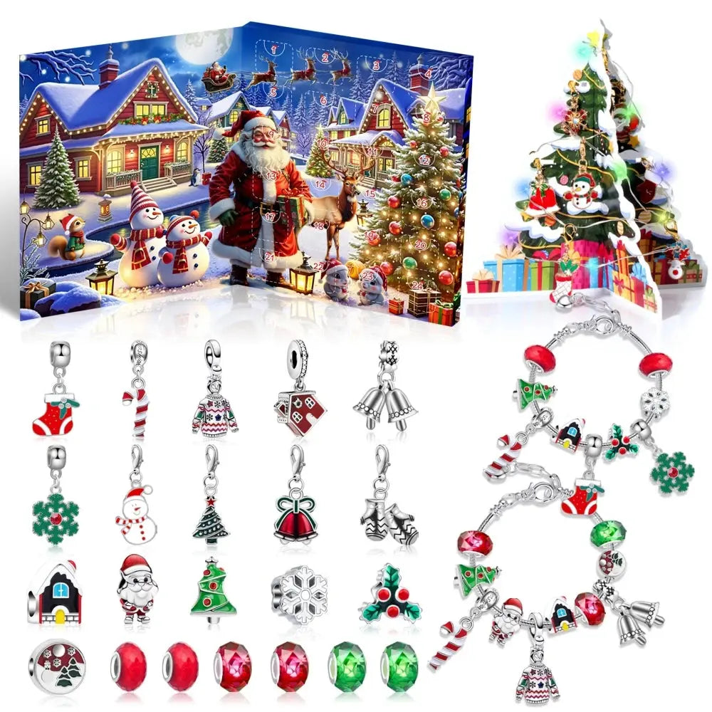 1 Set of Cute Christmas Countdown DIY Bracelet Set ， Christmas New Year Birthday Party Wedding Spring Festival Gifts Gift Filler NNOS
