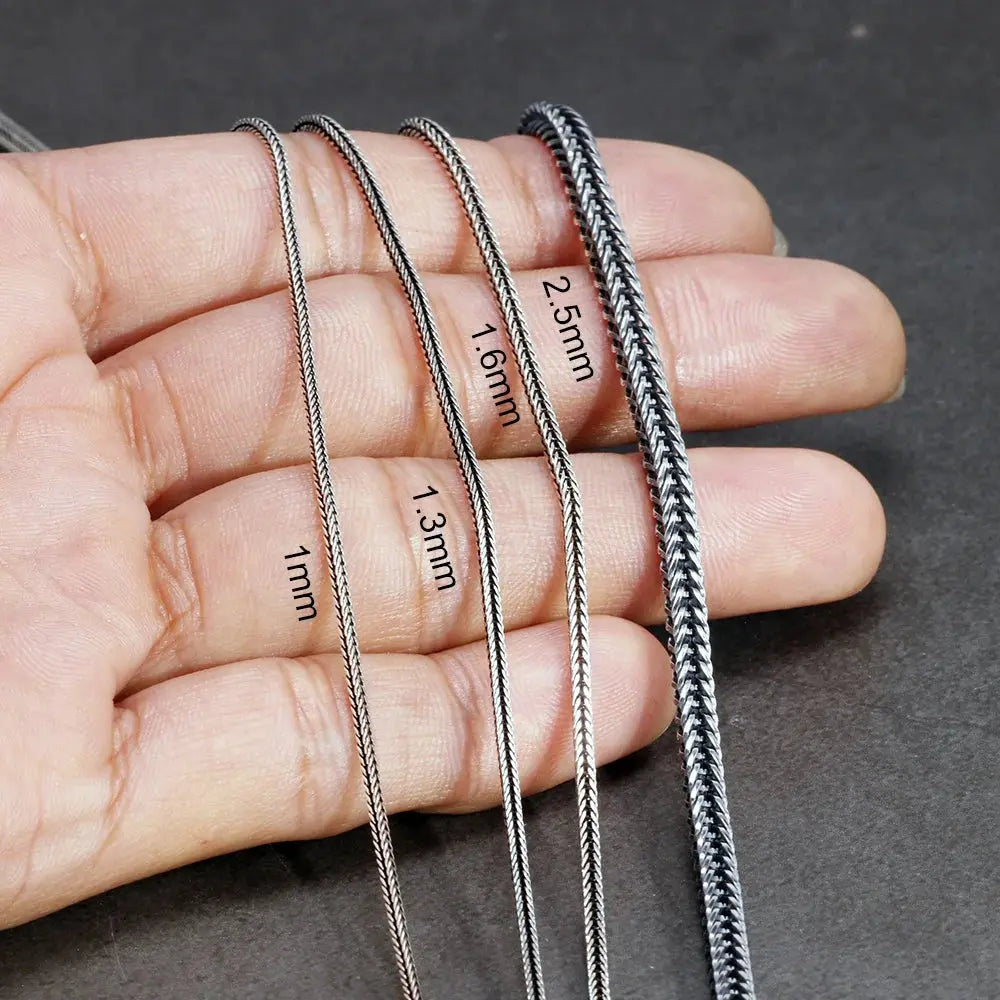 Real Pure 925 Sterling Silver Necklace Chain Women And Men Vintage Foxtail 1.6mm Retro Solid Thai Silver Italy Fine Jewelry NNOS