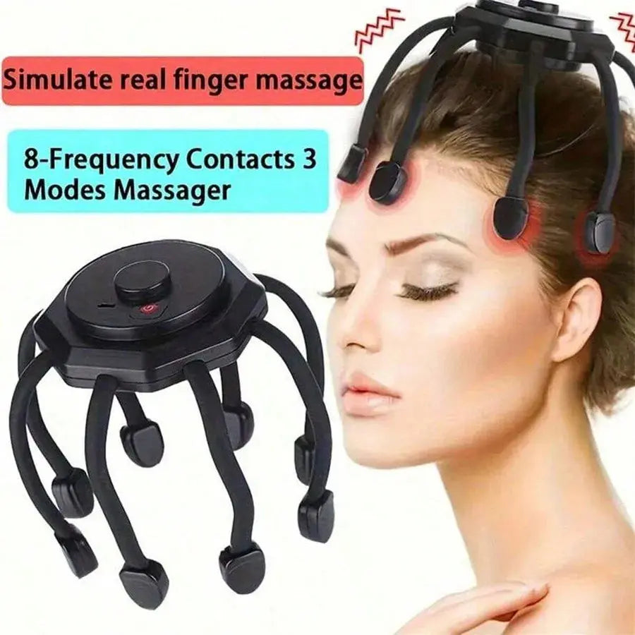 Cordless Electric Scalp Massager 360 Degree Head Relaxation with 8 Finger Tips Deep Stress Relief Ideal Holiday Gift product image